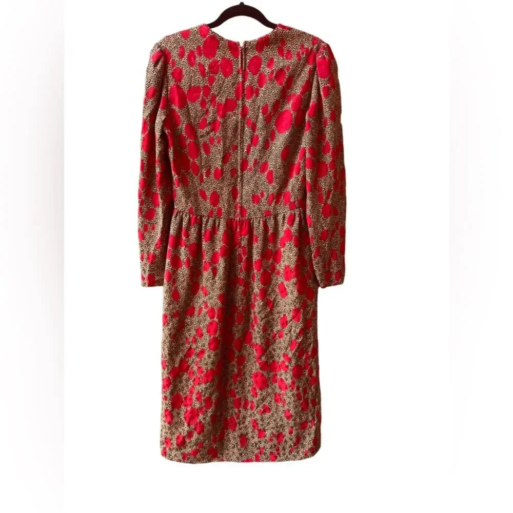 micheal novarese Printed Midi Length Silk Dress with scarf Size L - Picture 4 of 10